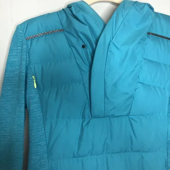 Lululemon Jacket Womens 6 Blue Teal Fluff Off Down Puffer Insulated Coat Hooded - Picture 2 of 12
